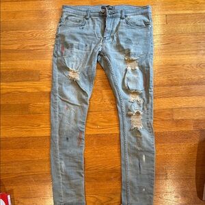 Men's Distressed Blue Jeans